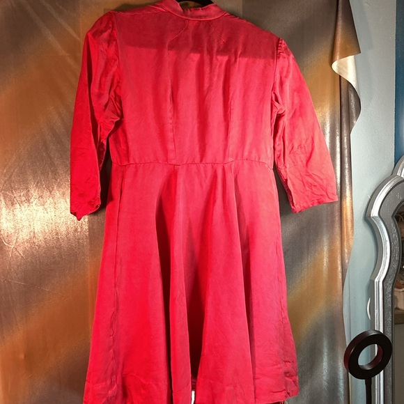 Vintage red satin Hong Kong‎ made swing coat 3/4 sleeves. 32” chest 352 - Picture 7 of 9